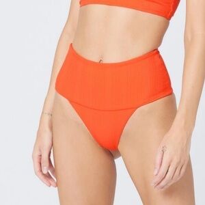 NWT L*SPACE Pointelle Rib Desi Bikini Bottom Poppy